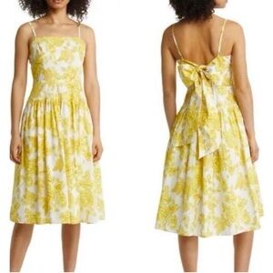 Eliza J Floral Print Cotton Bow Detail Floral Sundress in Yellow Size 18 NWT